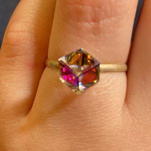 Beautiful Rainbow Crystal Cube Ring